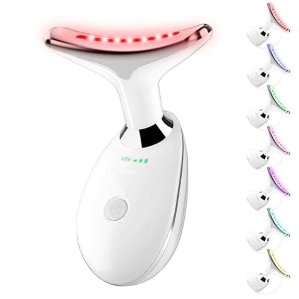 Red Light Therapy for Face, 7 Color LED Facial Light Therapy Wand for Skin Care at Home Blue Light Therapy Face Massager Tool for Neck