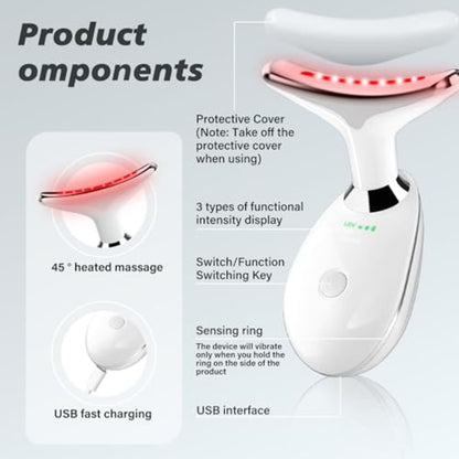 Red Light Therapy for Face, 7 Color LED Facial Light Therapy Wand for Skin Care at Home Blue Light Therapy Face Massager Tool for Neck