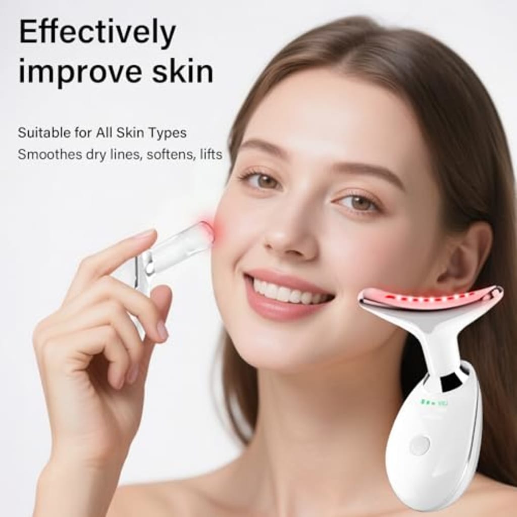 Red Light Therapy for Face, 7 Color LED Facial Light Therapy Wand for Skin Care at Home Blue Light Therapy Face Massager Tool for Neck