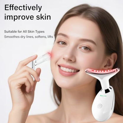Red Light Therapy for Face, 7 Color LED Facial Light Therapy Wand for Skin Care at Home Blue Light Therapy Face Massager Tool for Neck